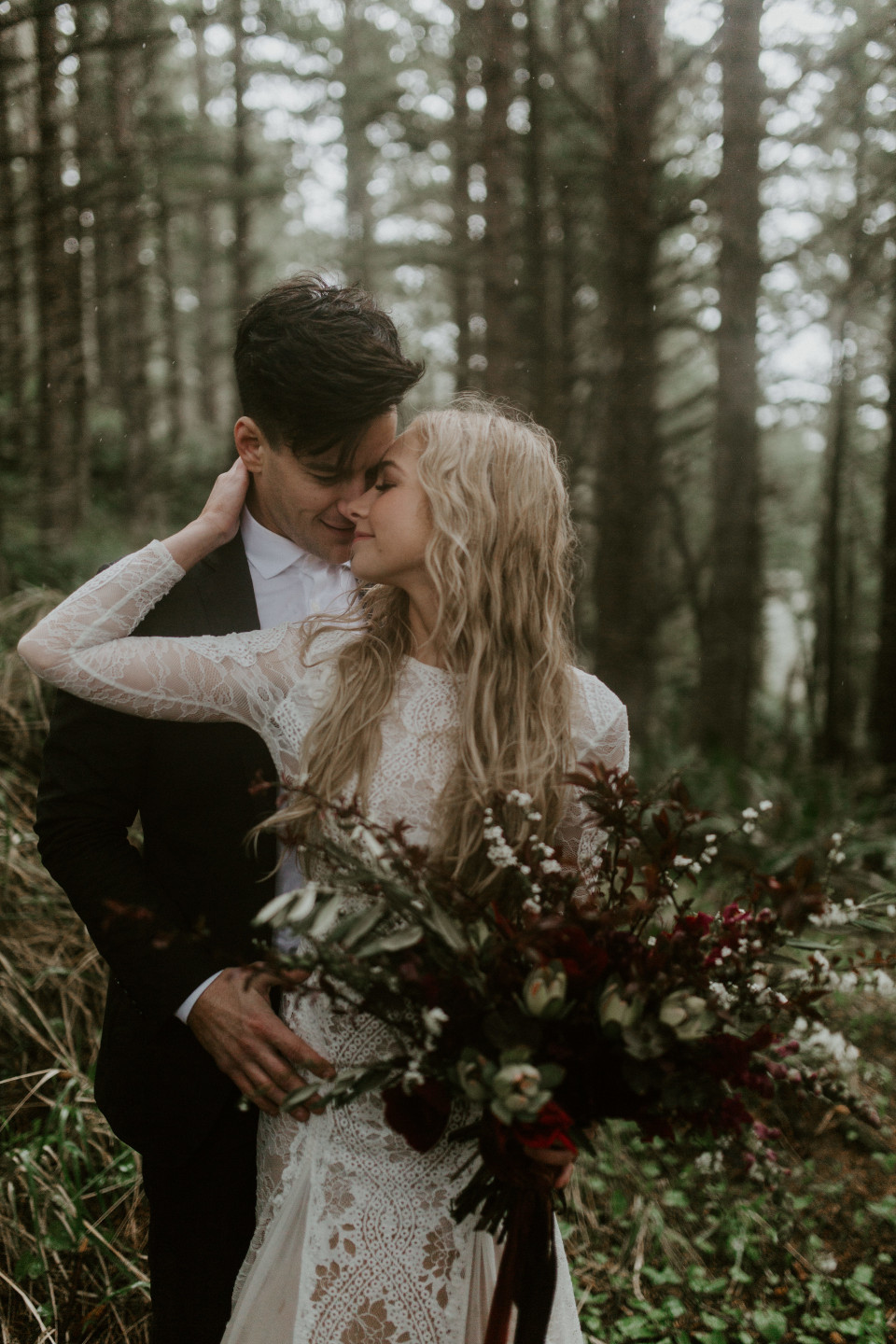 Hannah and Grant during their Oregon coast elopement at Cannon Beach, Oregon. Wedding photography in Portland Oregon by Sienna Plus Josh.