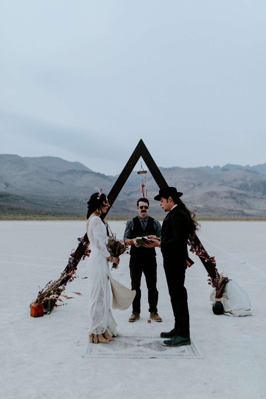 Adventure wedding and elopement photography in the Alvord Desert in Oregon.