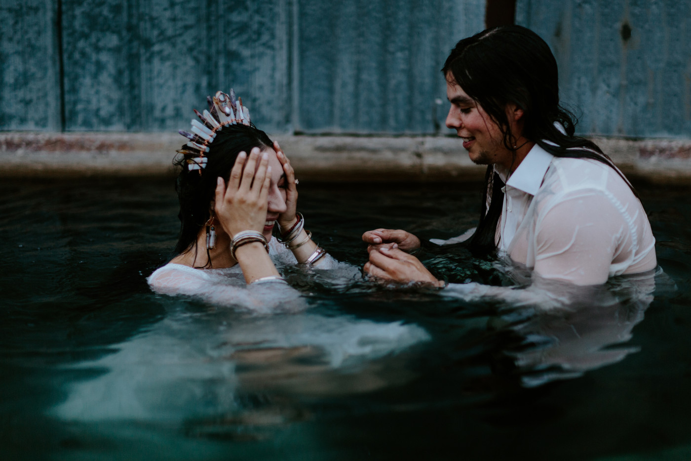 Emerald and Cameron enjoy the hot springs.