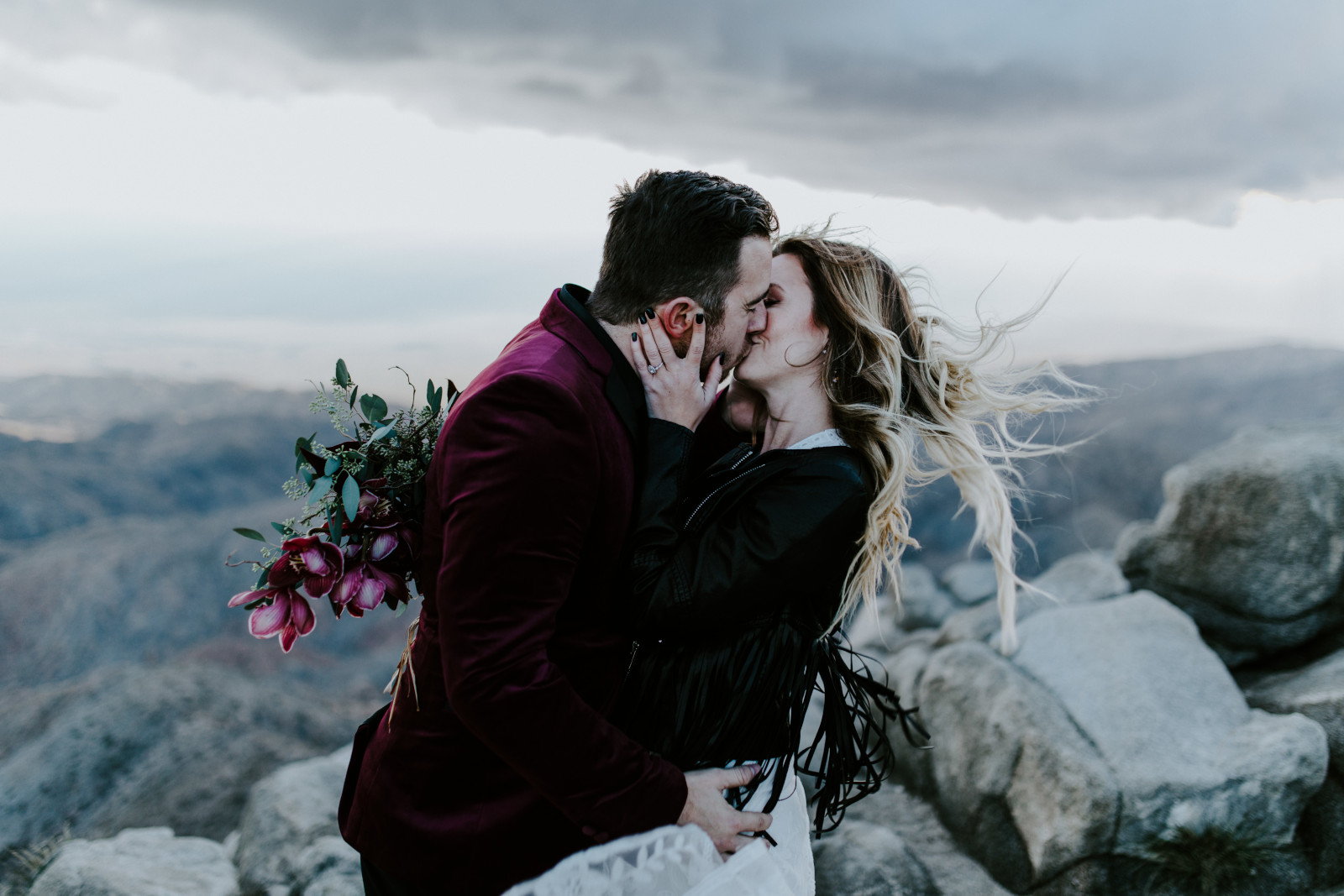 Jeremy and Alyssa walk along the trail. Elopement wedding photography at Joshua Tree National Park by Sienna Plus Josh.