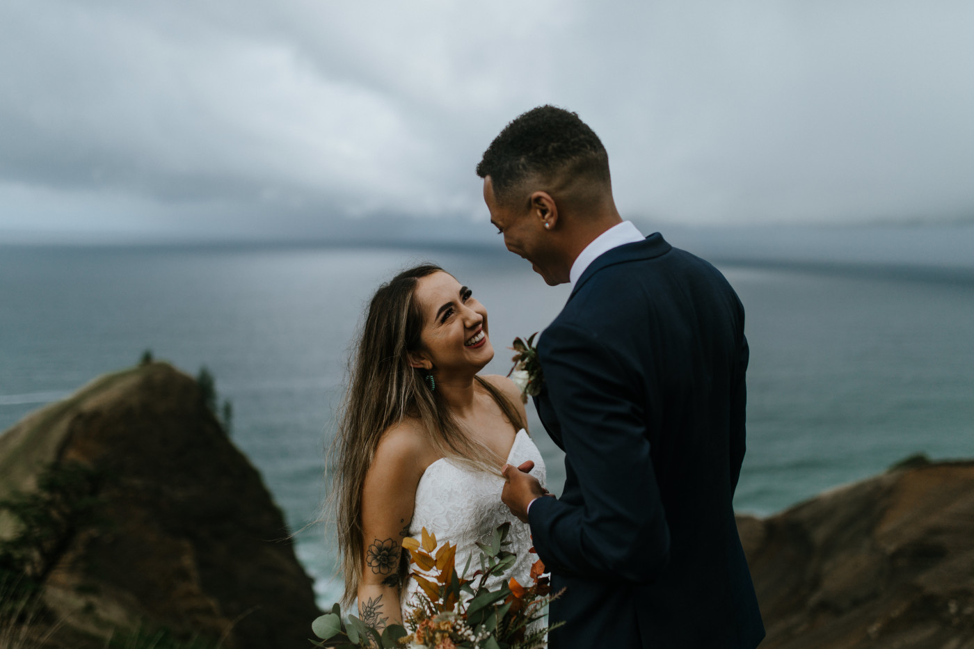 Margaux and Ariana smile. Elopement photography at Mount Hood by Sienna Plus Josh.