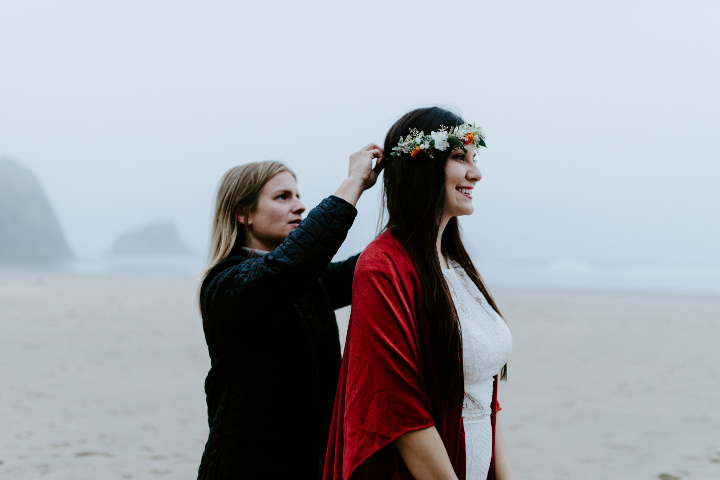 Allison has her crown adjusted for her elopement.