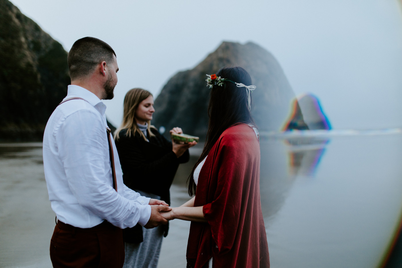 Allison and TJ stand during their elopement.