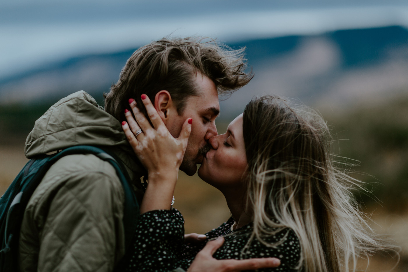 Emily and Greyson kiss. Elopement photography at Rowena Crest by Sienna Plus Josh.