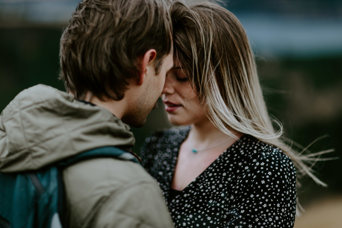 Emily and Greyson look at each other. Elopement photography at Rowena Crest by Sienna Plus Josh.