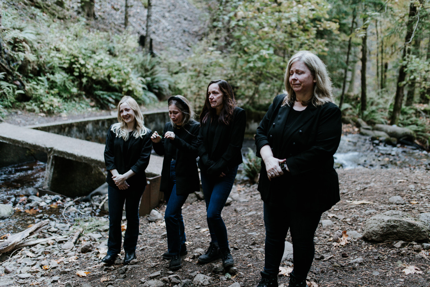 Emotional family and friends watch the elopement. Elopement photography at the Columbia River Gorge by Sienna Plus Josh.