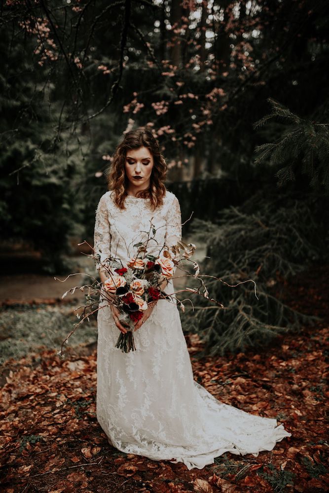 Gothic inspired elopement, Portland.