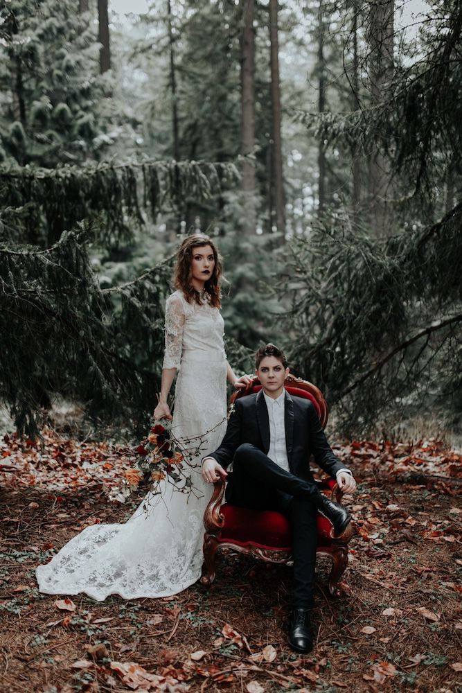 Gothic inspired elopement, Portland.