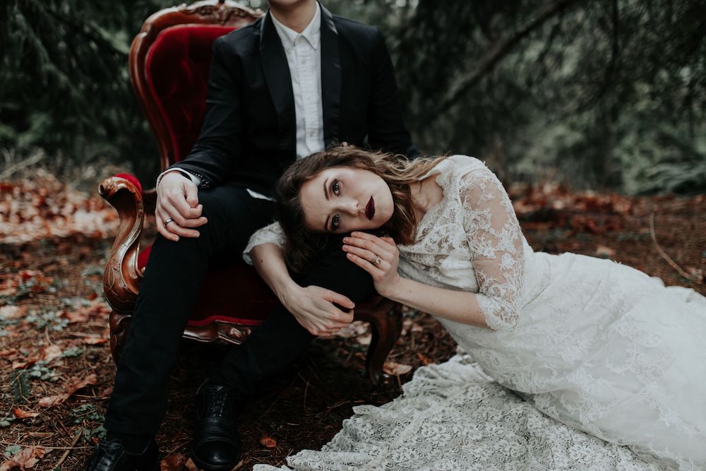 Gothic inspired elopement, Portland.