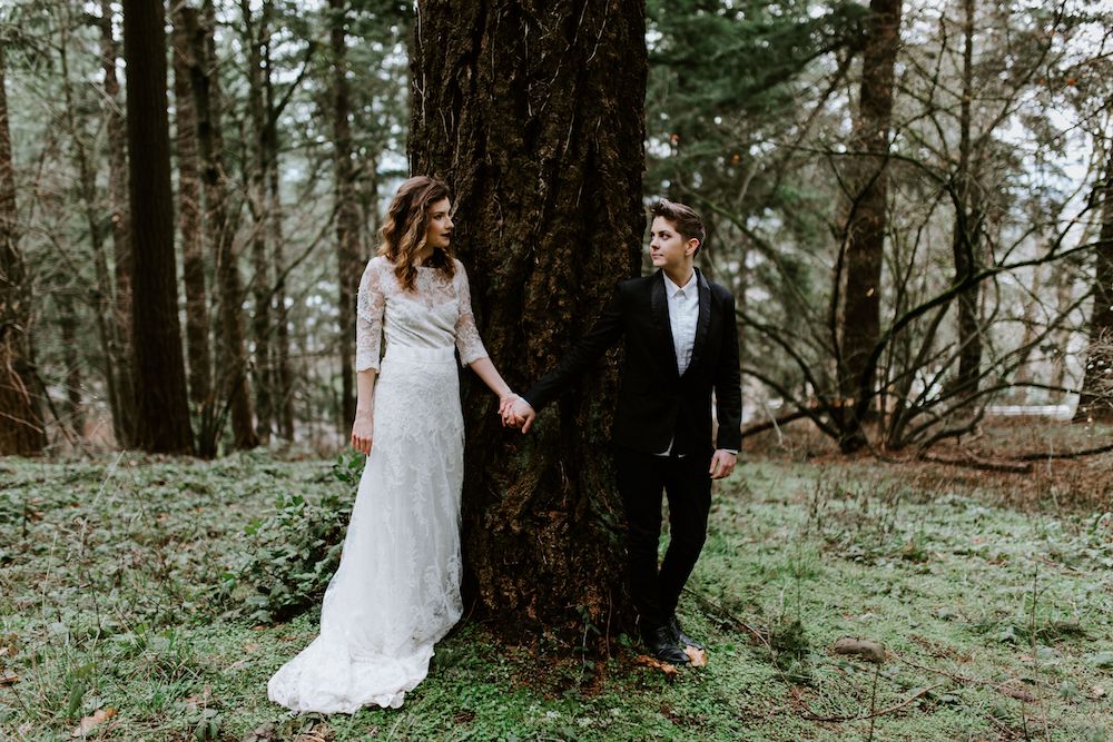 Gothic inspired elopement, Portland.