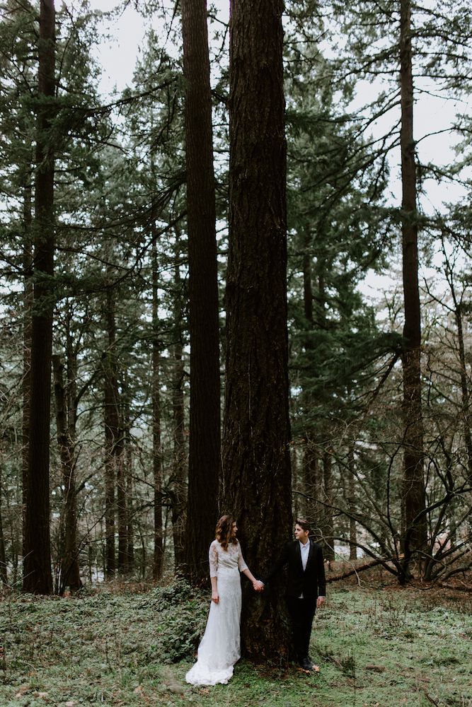 Gothic inspired elopement, Portland.