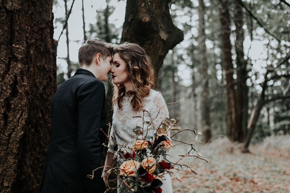 Gothic inspired elopement, Portland.