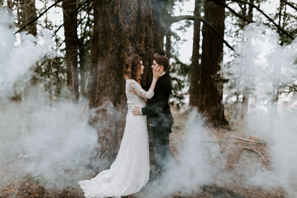 Gothic inspired elopement, Portland.