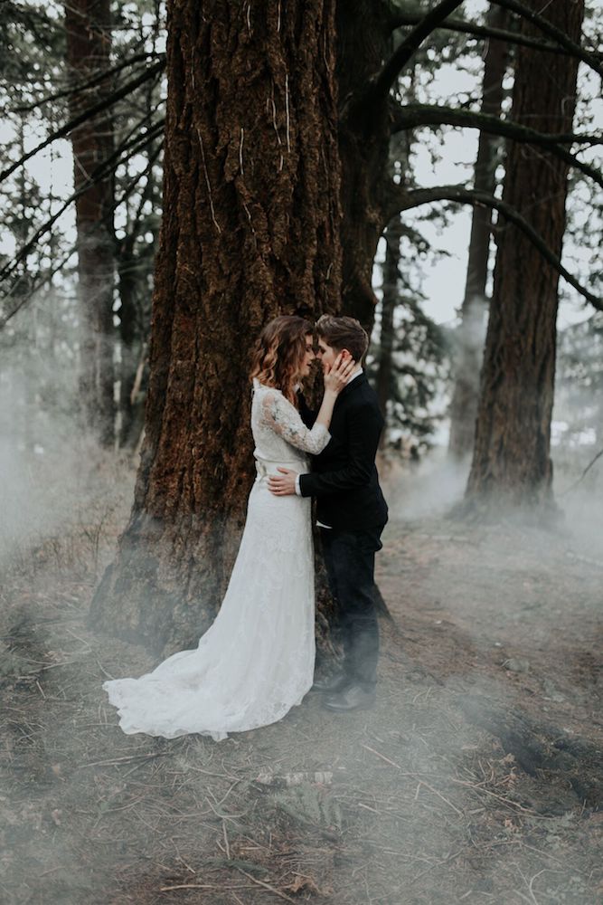 Gothic inspired elopement, Portland.