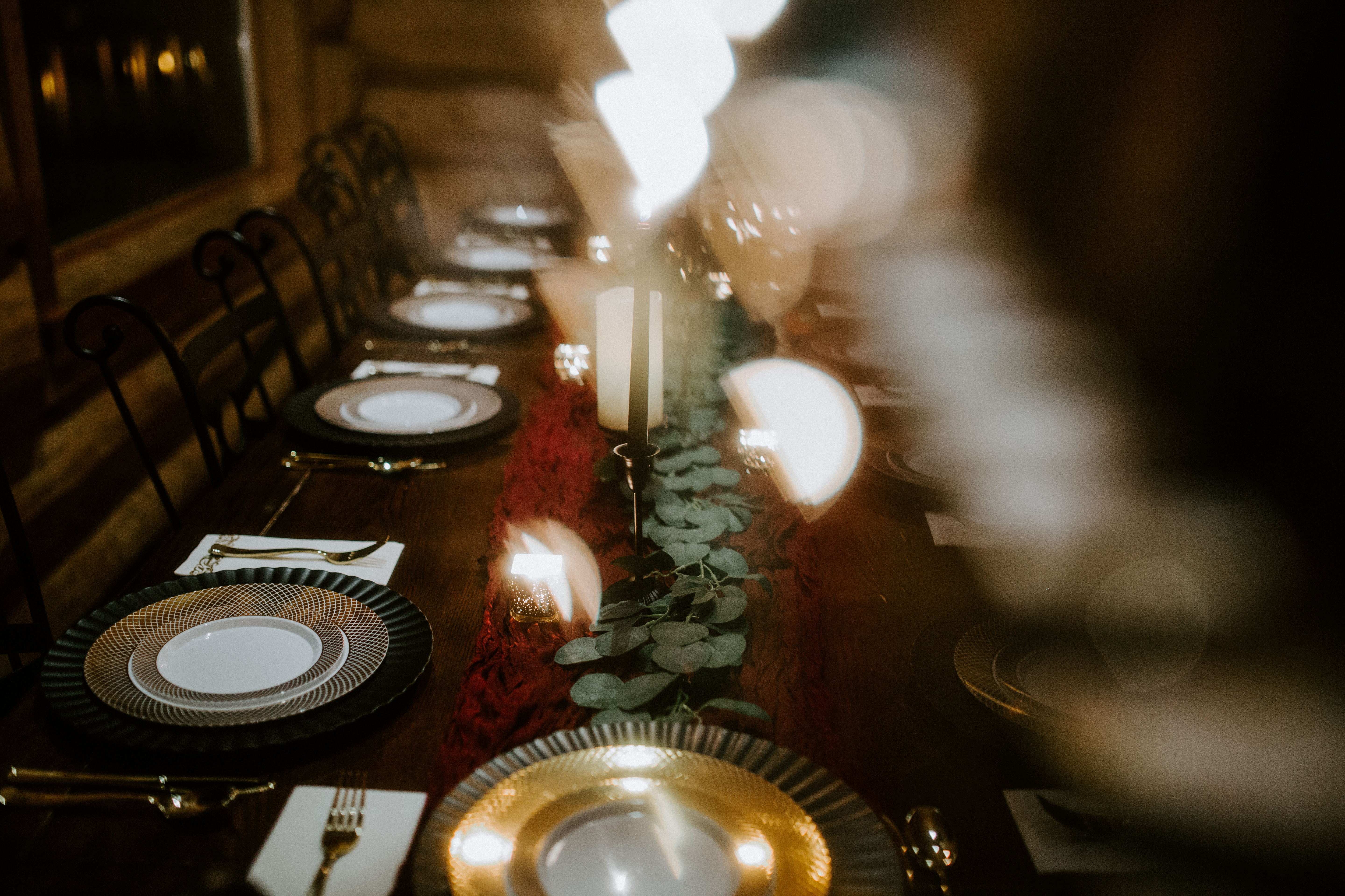 A dinner table waiting for the newlyweds after their elopement in the Hoh Rainforest, Washington.