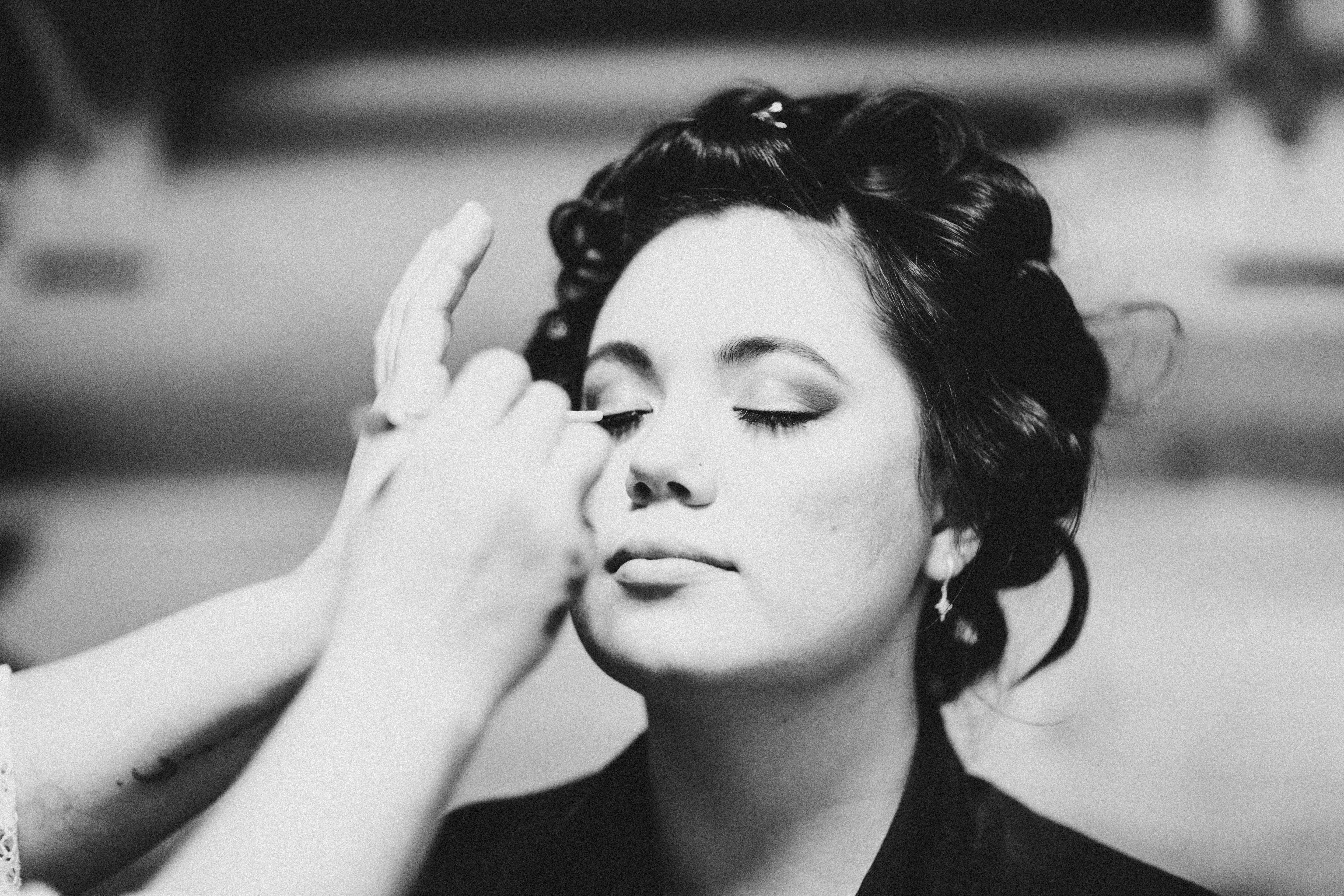 Bethany gets her makeup done before her elopement at the Hoh Rainforest in Washington.