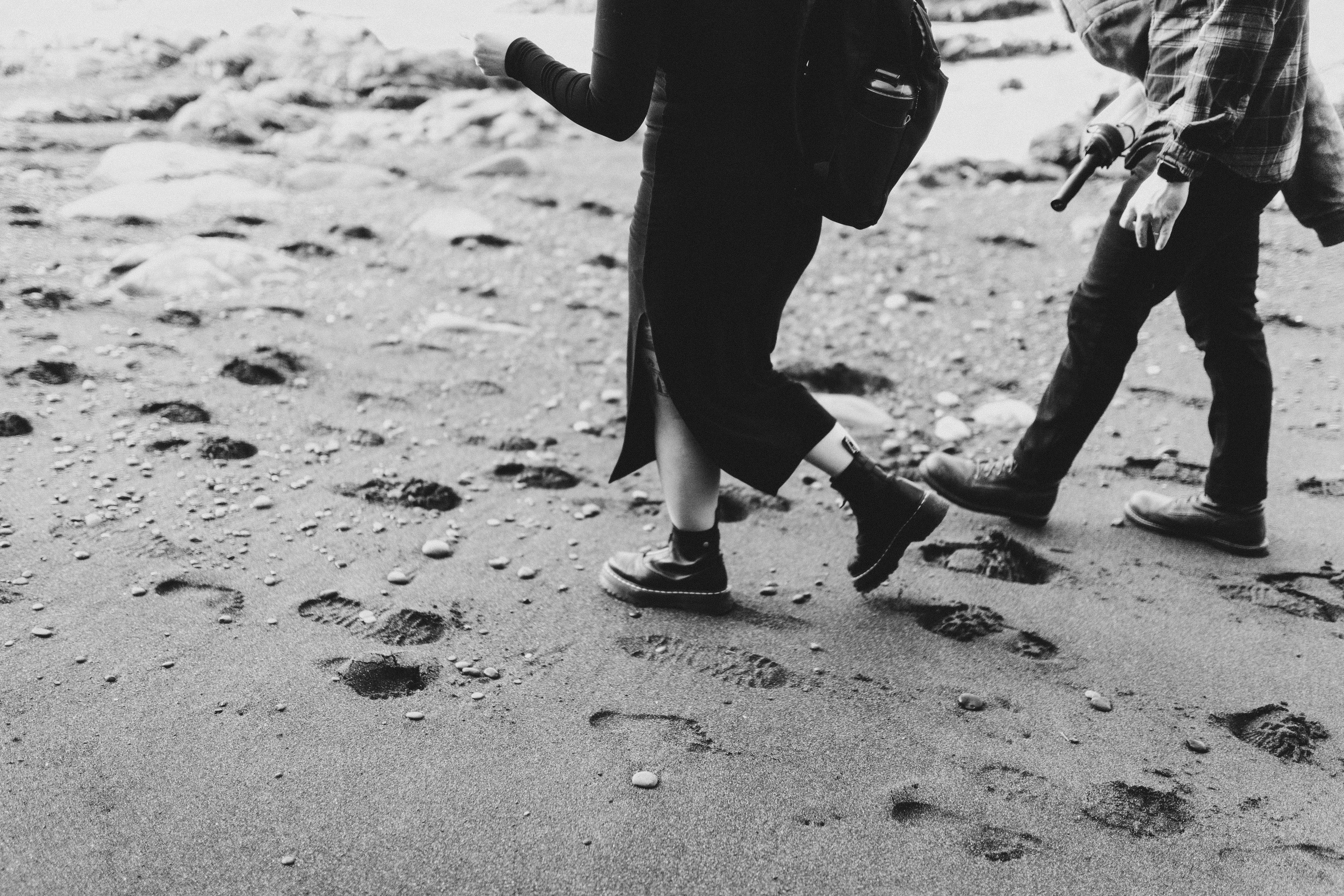 Brett and Bethany walk on the sand at Rialto Beach.