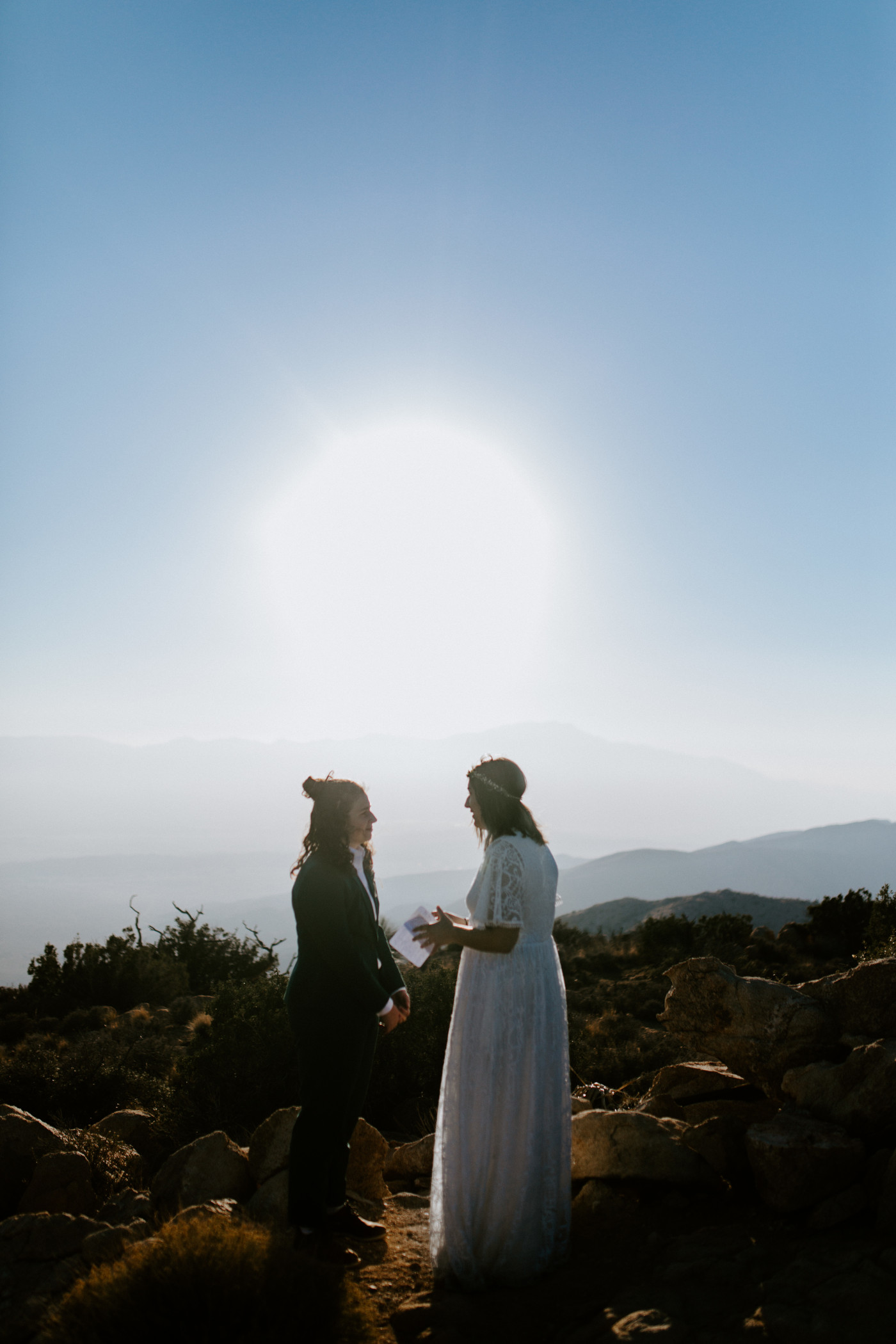 Becca and Madison recite their vows at their elopement.