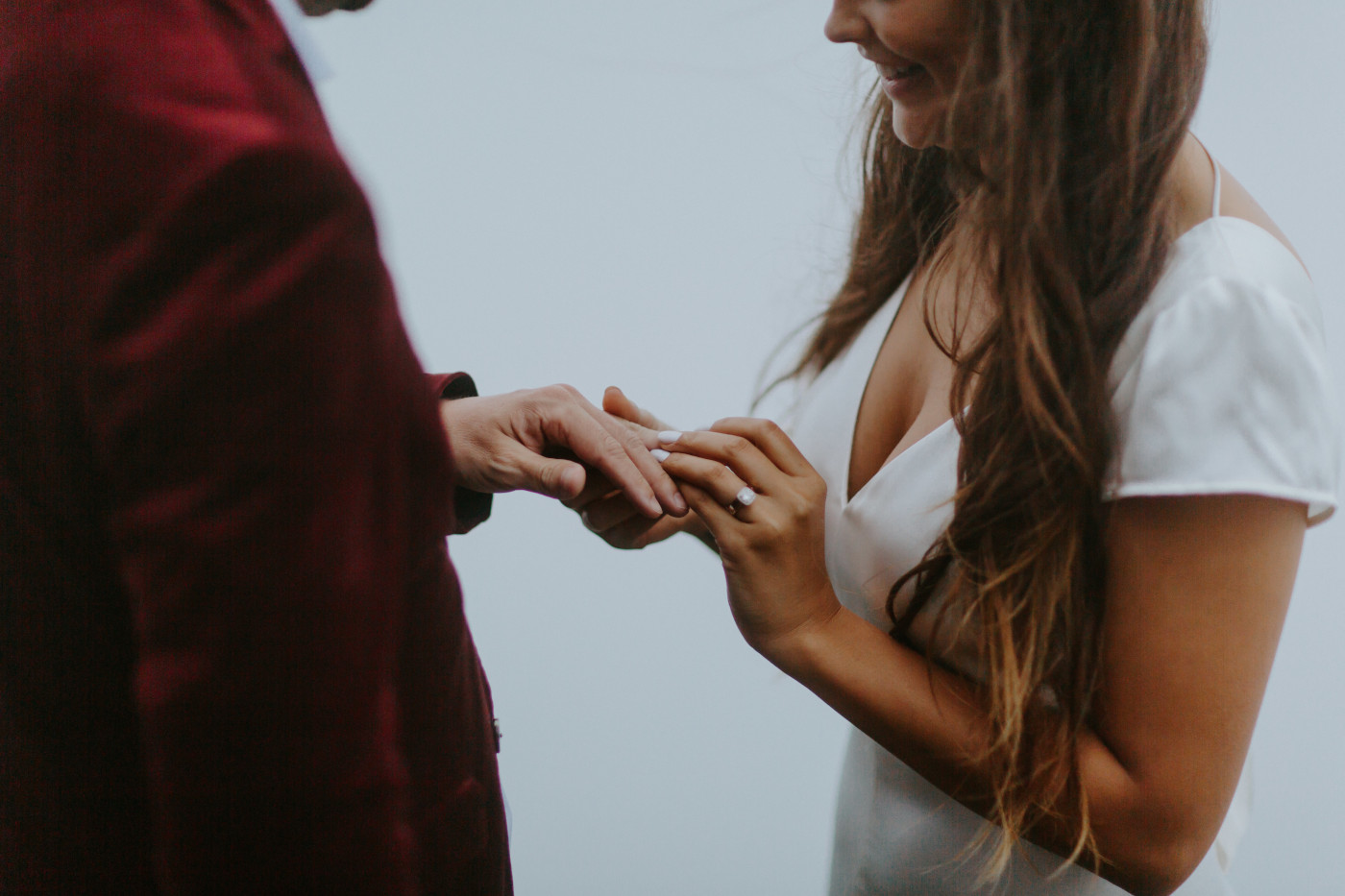 Katelyn puts a ring on Murray. Elopement wedding photography at Mount Hood by Sienna Plus Josh.