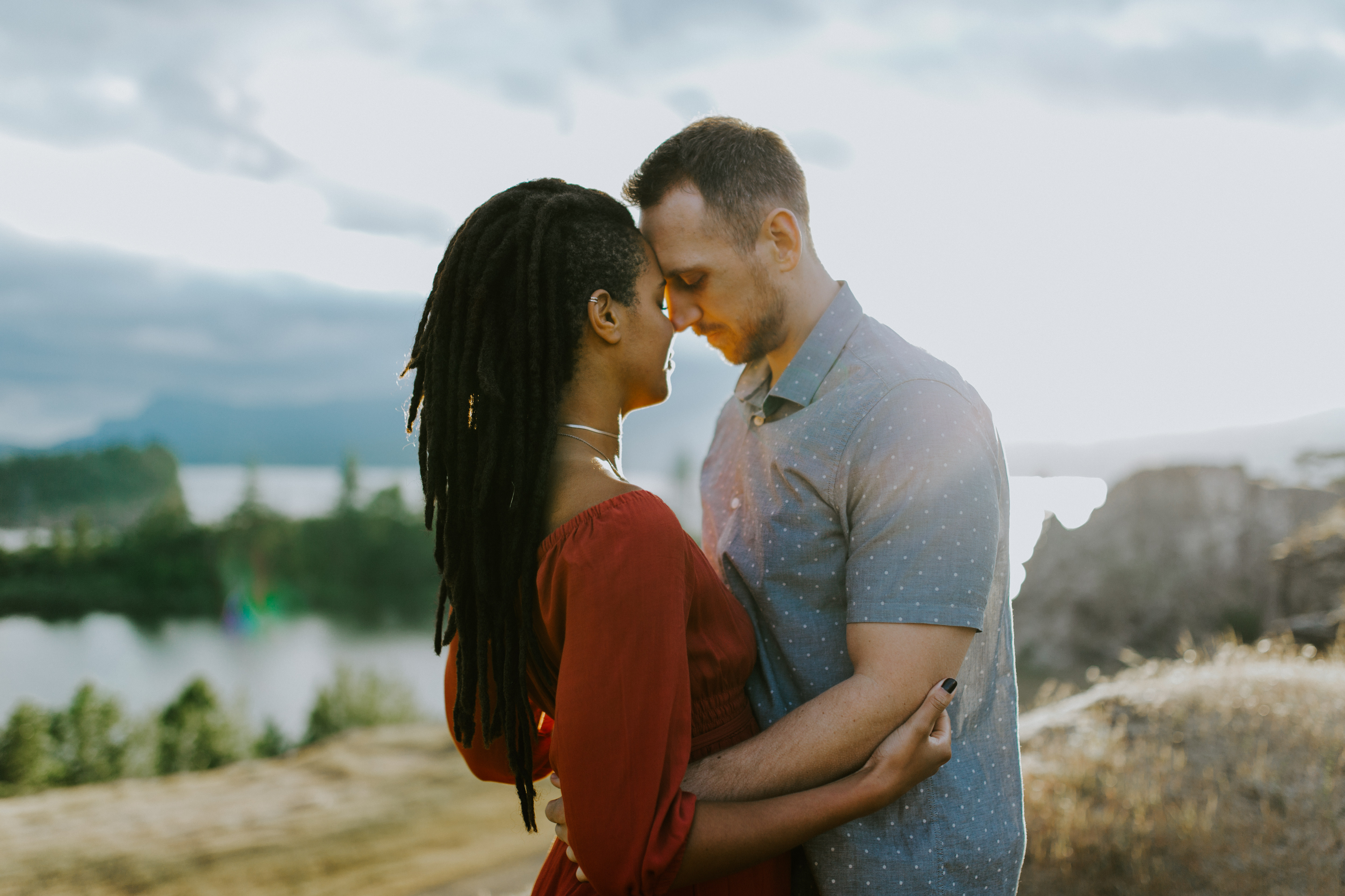 Kayloni and Garrett at Cascade Locks in the Columbia River Gorge, Oregon. Engagement photography in Portland Oregon by Sienna Plus Josh.