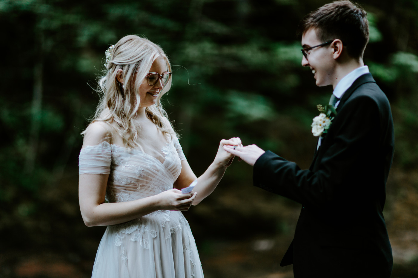 Kylie reads her vows to Corey.