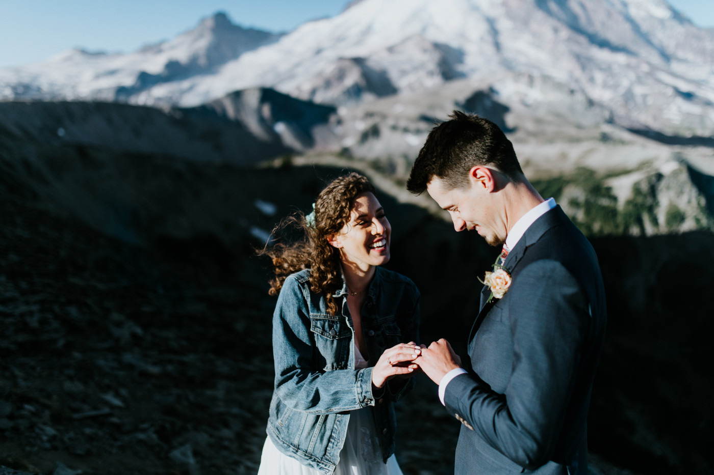 Tasha puts a ring on Chad. Elopement photography at Mount Rainier by Sienna Plus Josh.