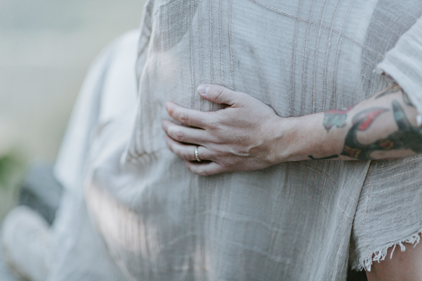 Brooks and Fred sit together after their Mount Rainier Elopement.