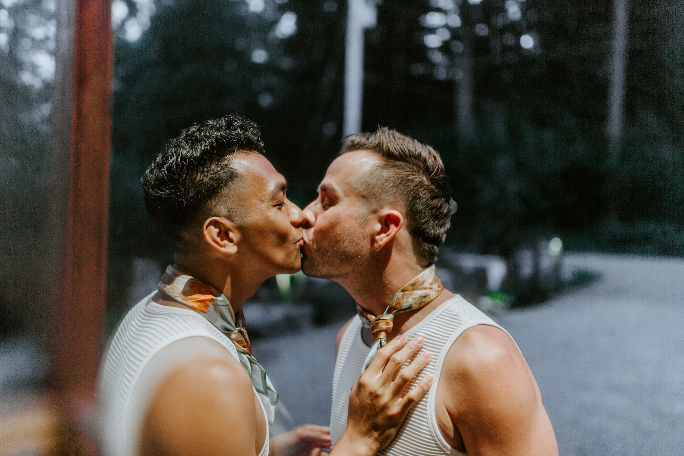 Fred and Brooks share a kiss before their Mount Rainier Elopement.