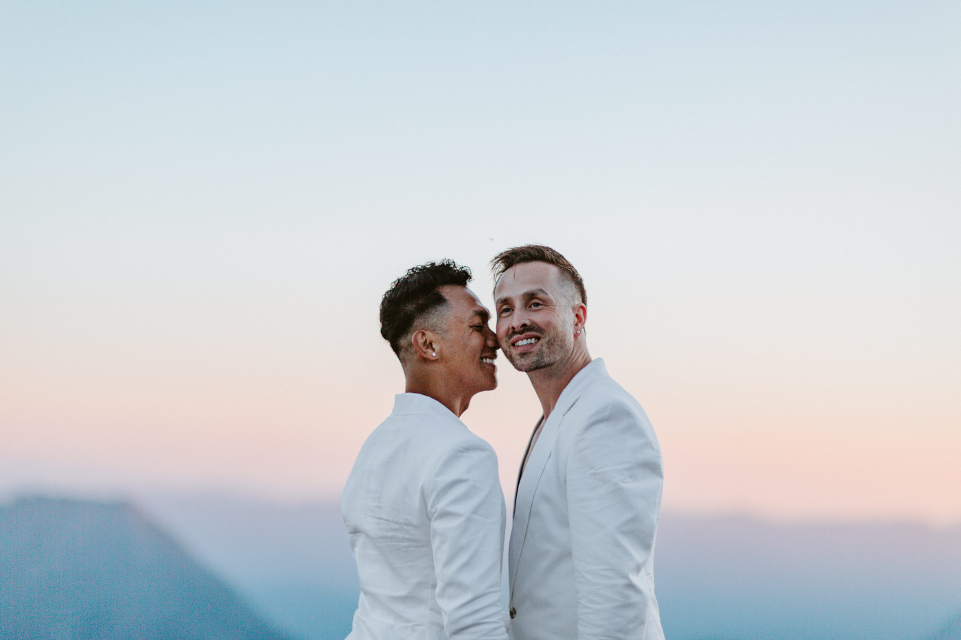 Brooks and Fred standing together at Mount Rainier.