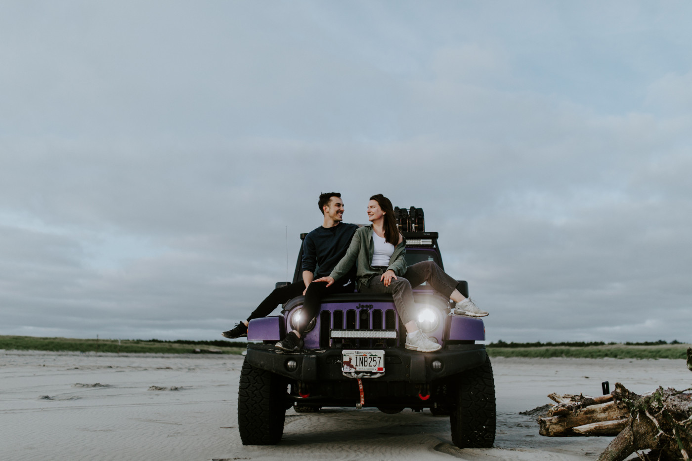 Taylor and Kyle smile at each other. Elopement photography at North Cascades National Park by Sienna Plus Josh.