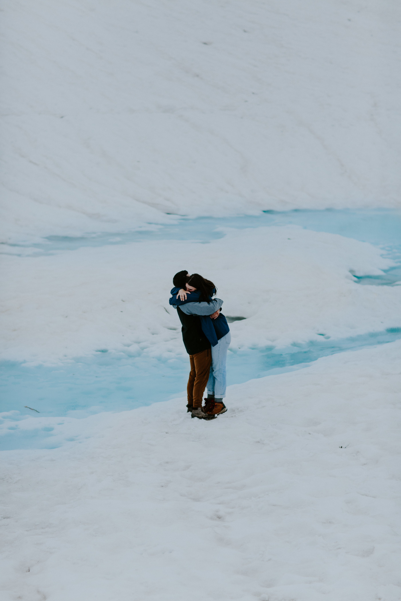 Taylor and Kyle hug. Elopement photography at North Cascades National Park by Sienna Plus Josh.