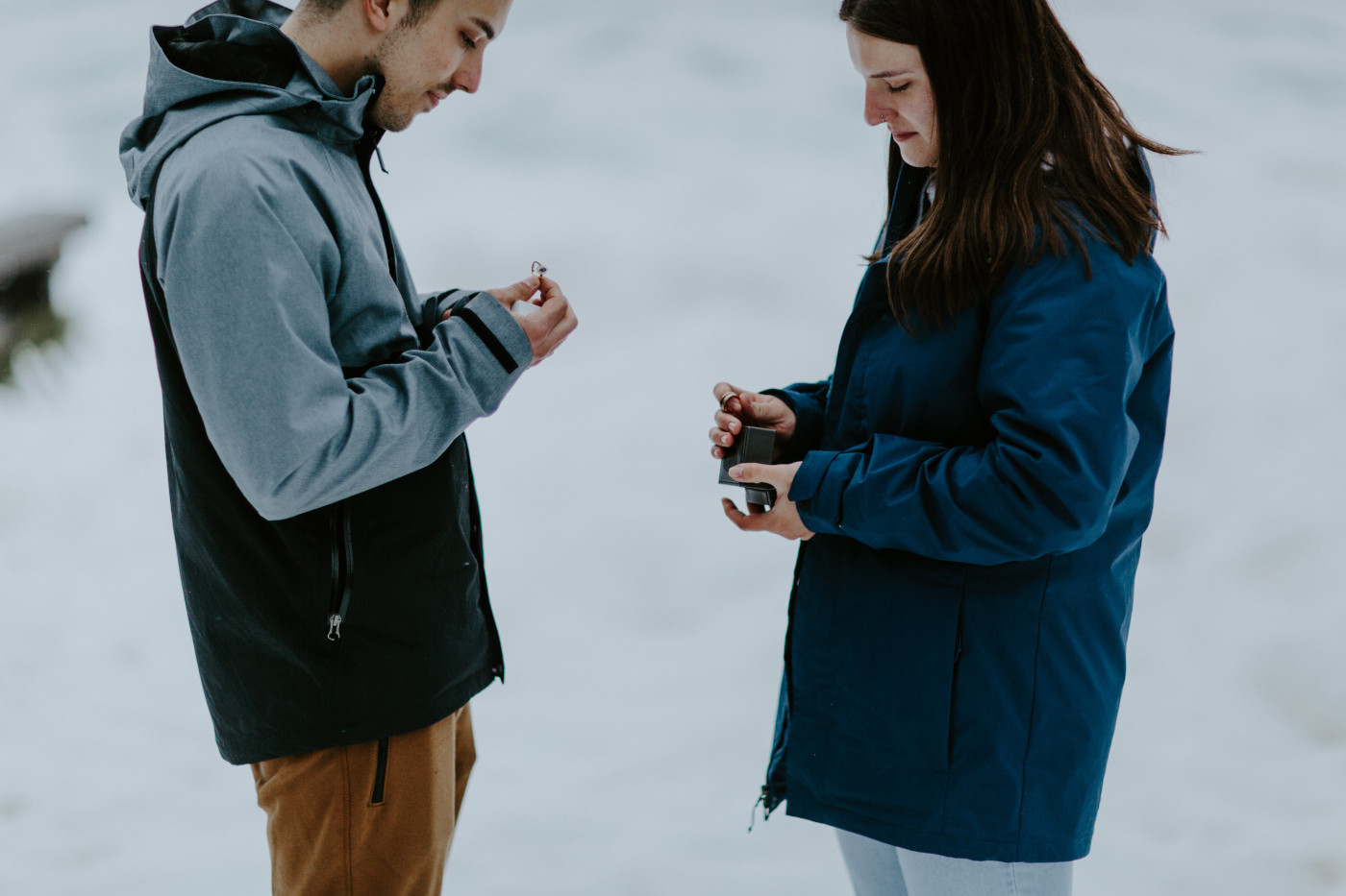 Taylor and Kyle get out their rings. Elopement photography at North Cascades National Park by Sienna Plus Josh.