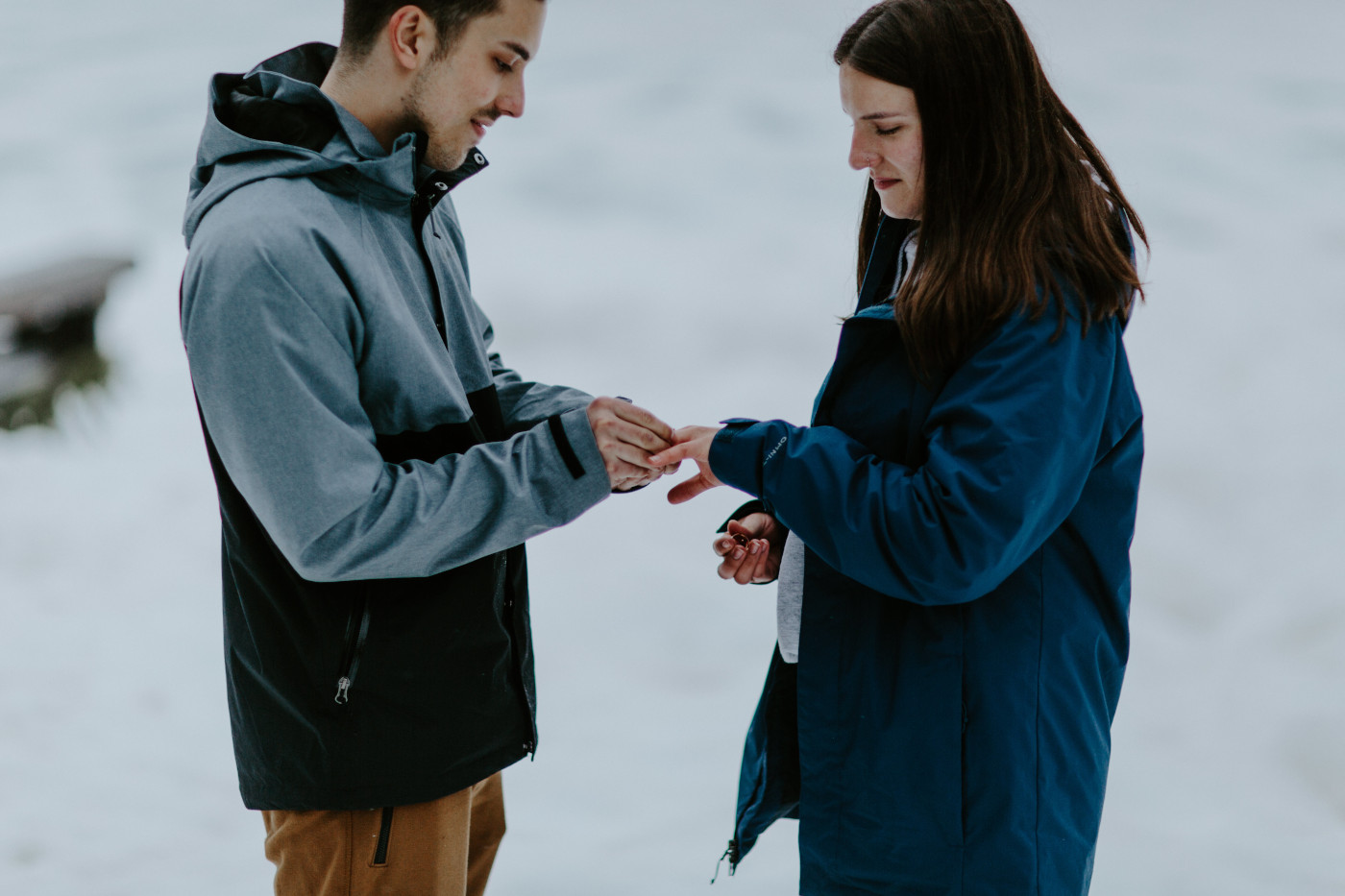 Kyle puts a ring on Taylor. Elopement photography at North Cascades National Park by Sienna Plus Josh.