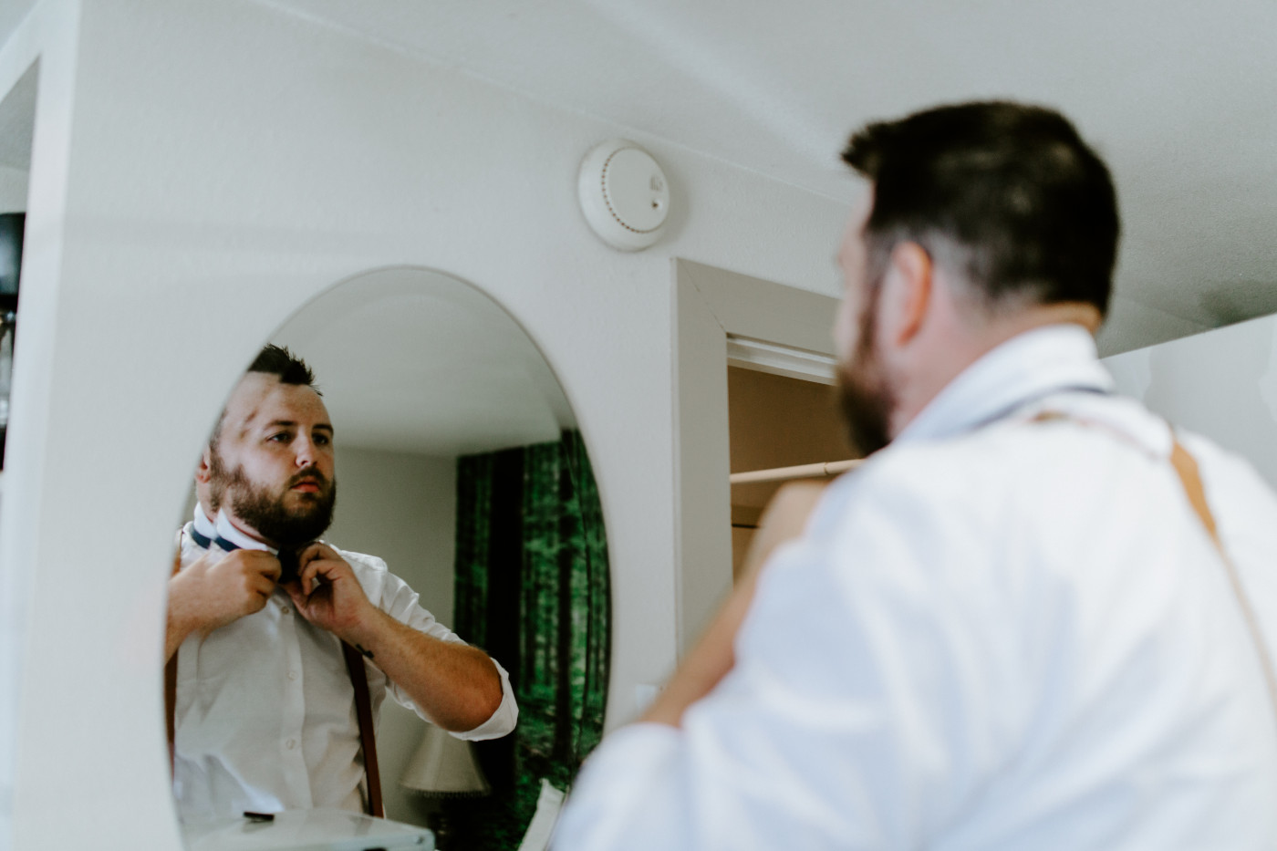 Jack does his tie. Elopement photography at Olympic National Park by Sienna Plus Josh.