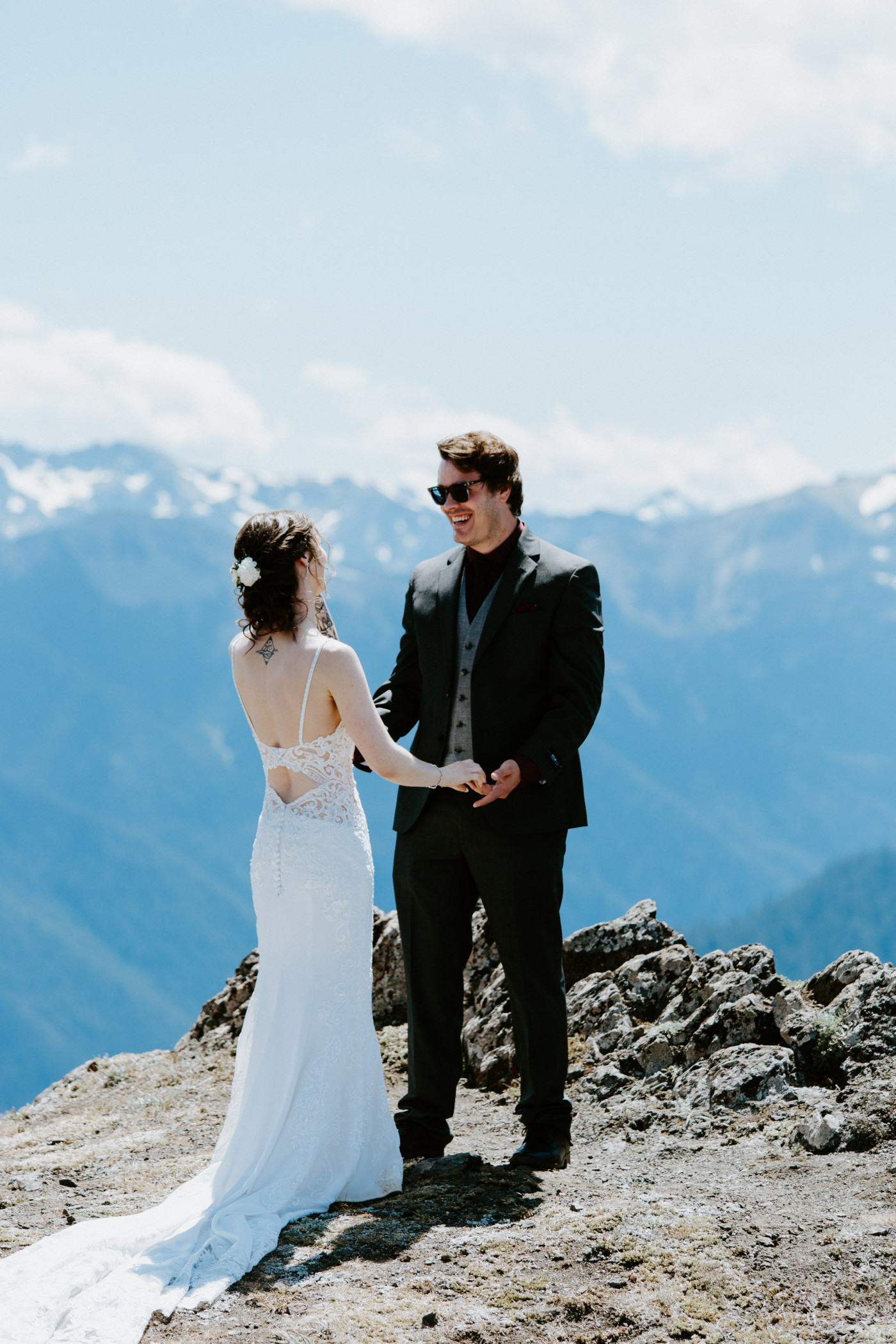 Adrielle and Coty hold hands at Olympic National Park.