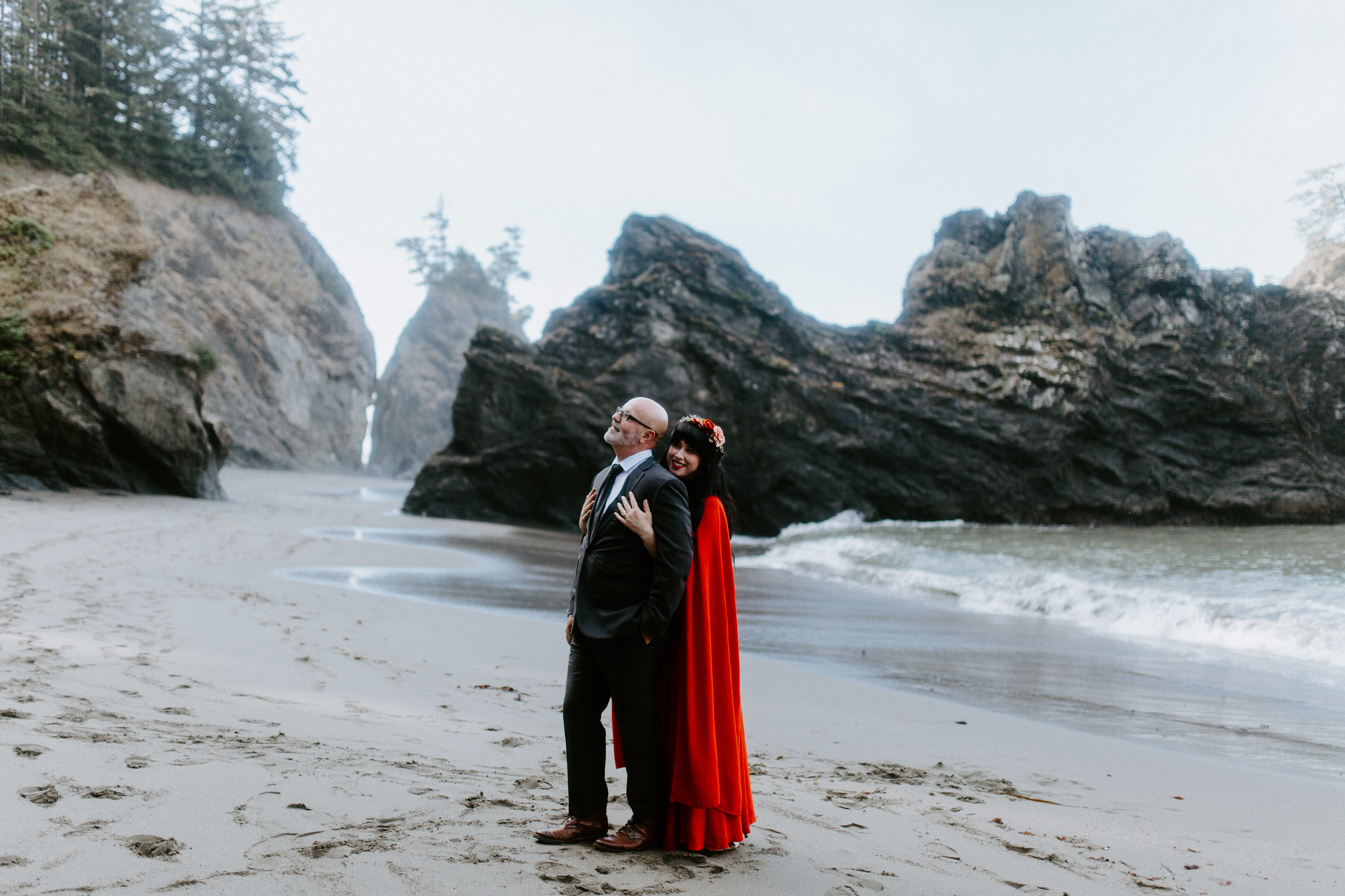 Rachael hugs Boyd after their elopement at Samuel H. Boardman in Oregon.