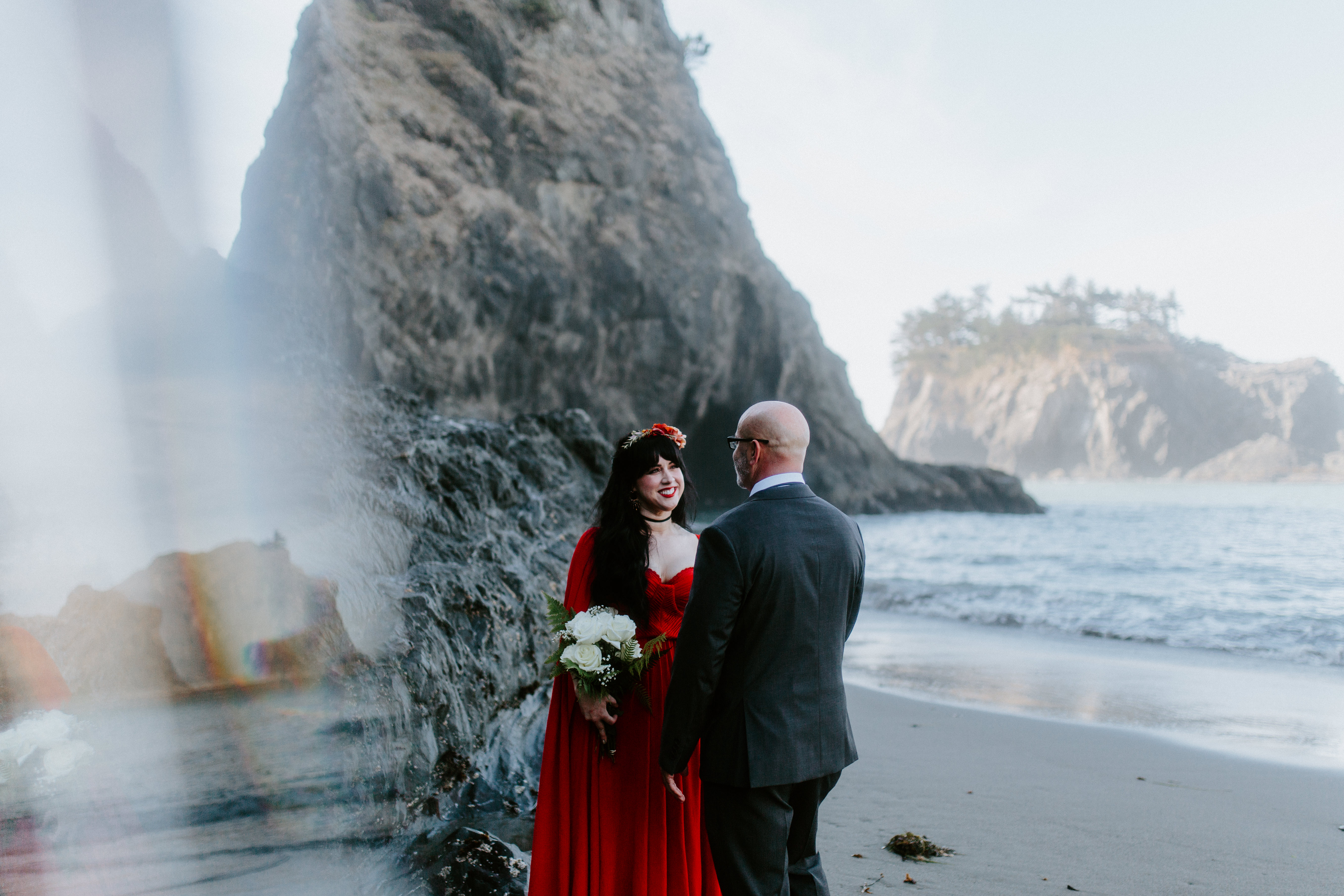Rachael and Boyd admire each other at Samuel H. Boardman, Oregon.