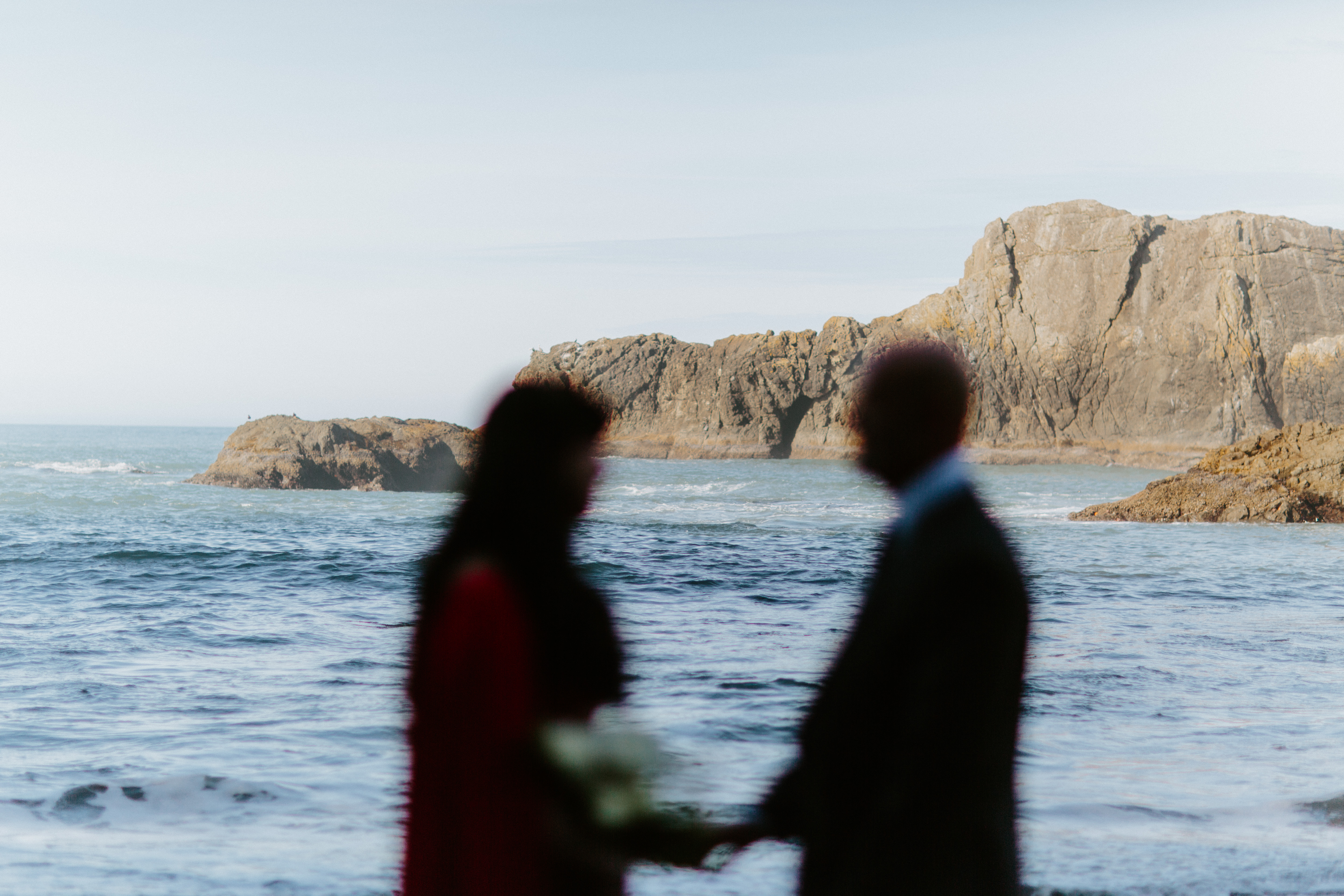 Rachael and Boyd stand together with the view from Samuel H. Boardman in the background before their elopement.