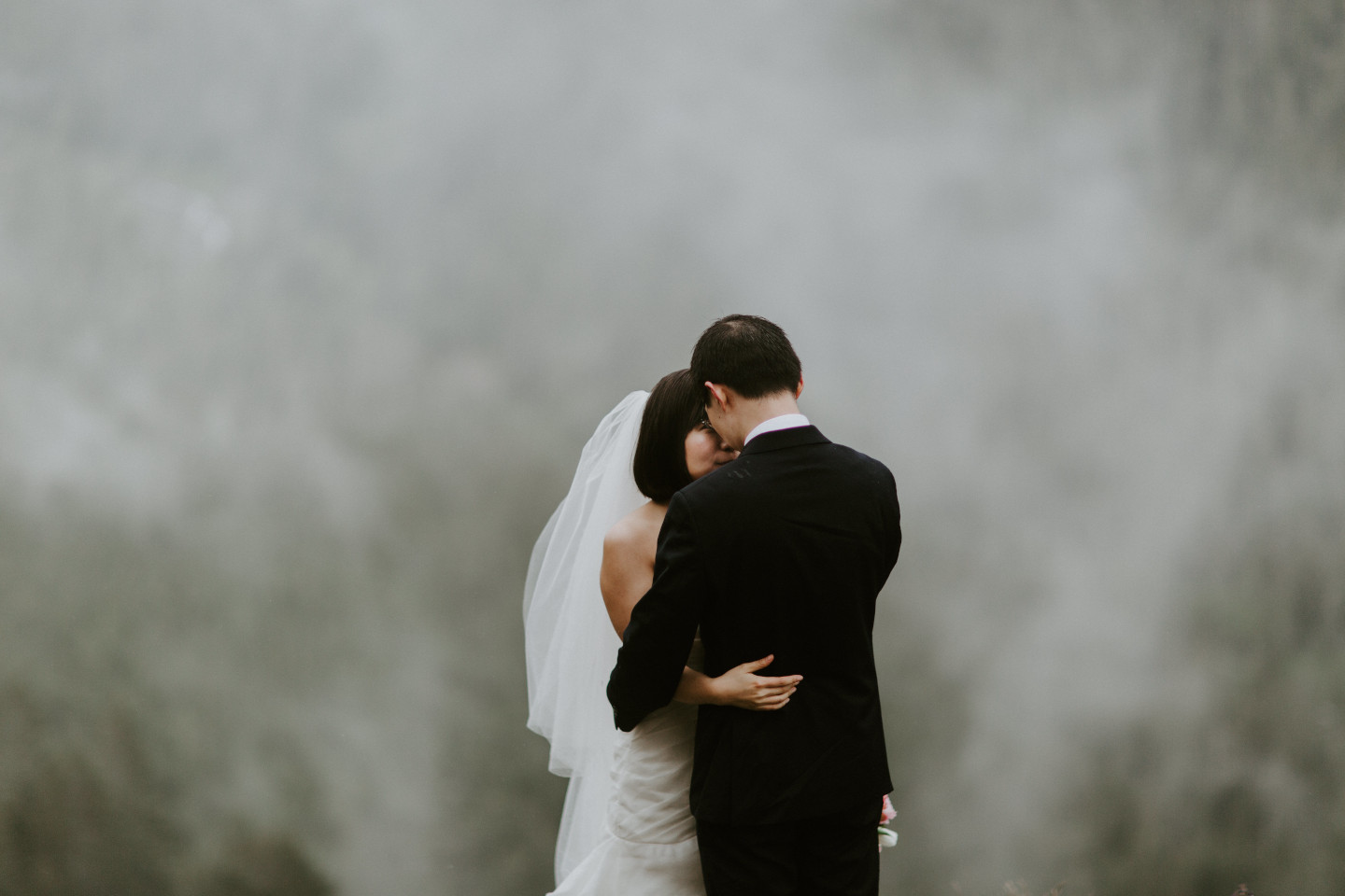 Alex and Valerie share a moment near Mount Hood, OR. Elopement wedding photography at Mount Hood by Sienna Plus Josh.