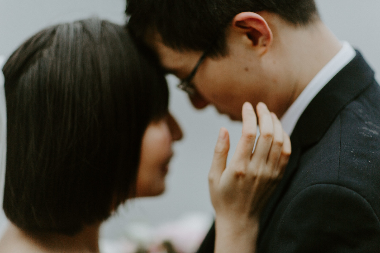 Alex and Valerie forehead to forehead. Elopement wedding photography at Mount Hood by Sienna Plus Josh.