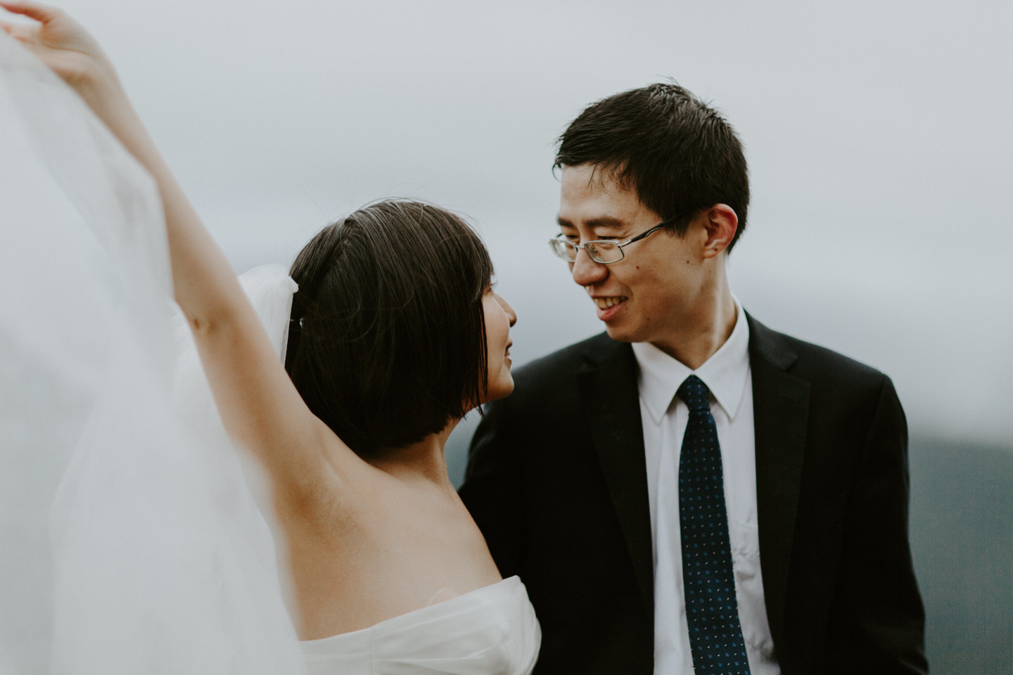 Alex and Valerie look at Mount Hood, OR. Elopement wedding photography at Mount Hood by Sienna Plus Josh.