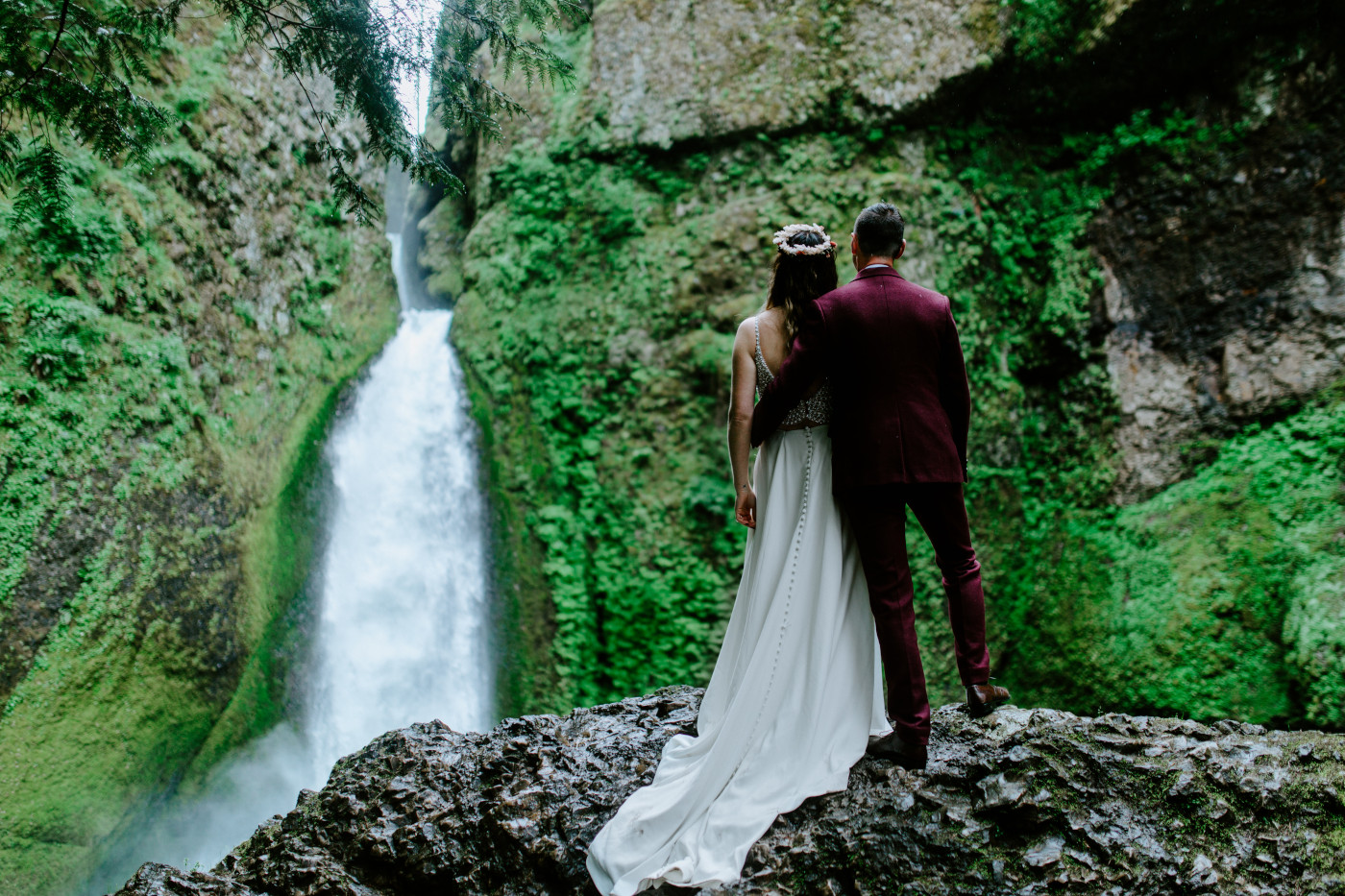 Jordan and Andrew admire Wahcella Falls.